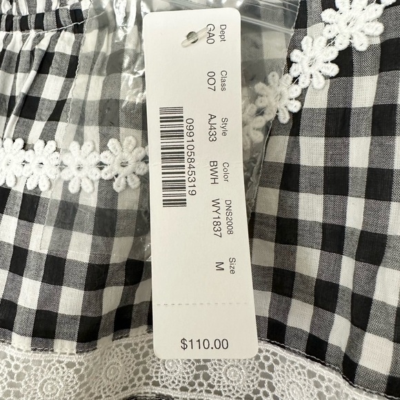 J. Crew Short Sleeve Daisy Chain Peplum Blouse Black White Gingham #AJ433 - Picture 4 of 11